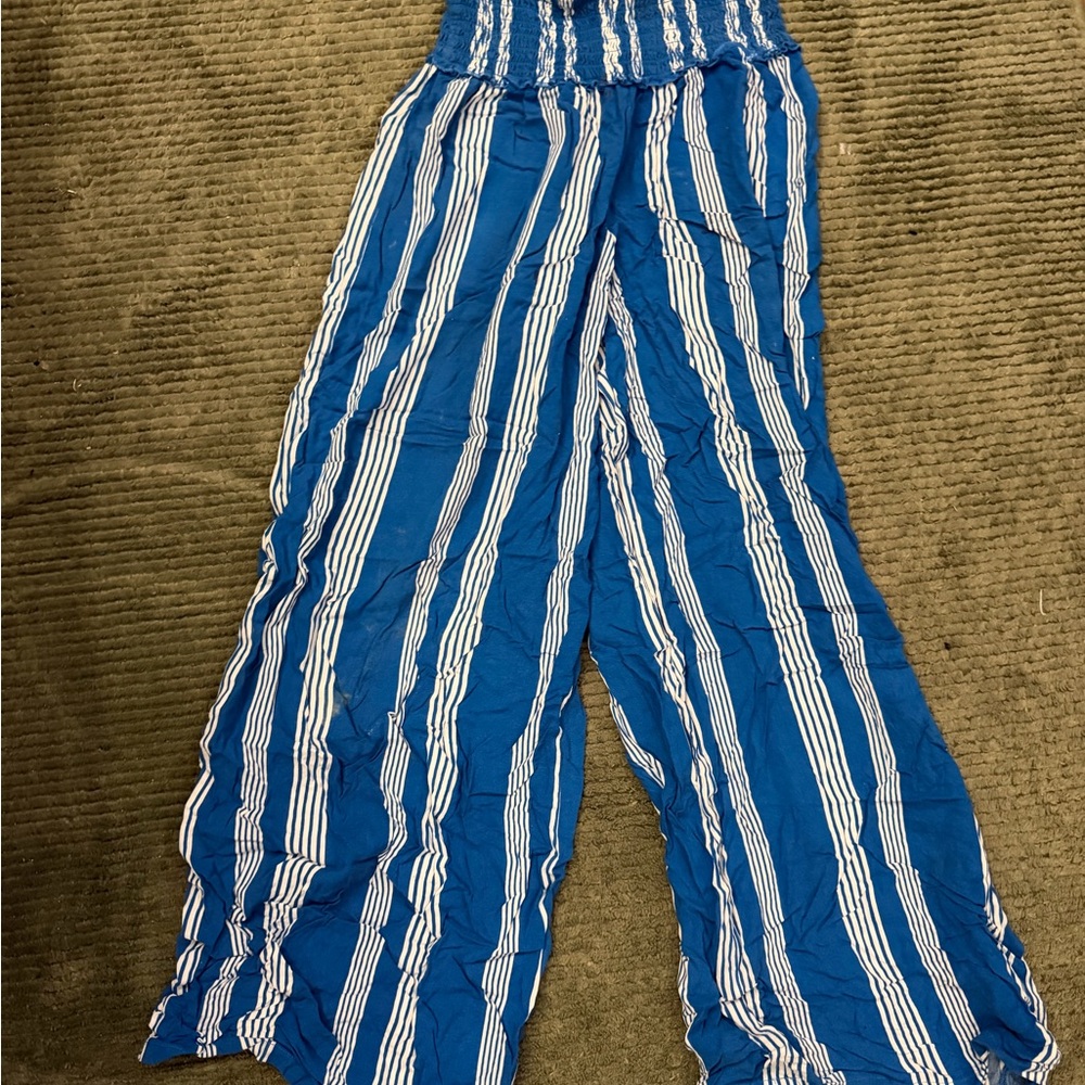 Kendall & Kylie Blue and White Striped Kids Pants